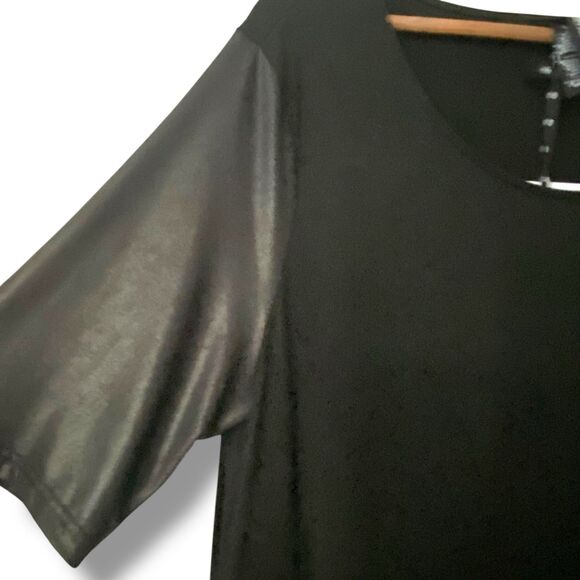 NWT Agnes and Dora Black Faux Leather Sleeves Swing Dress Whimsigoth XXXL Plus - Picture 3 of 7